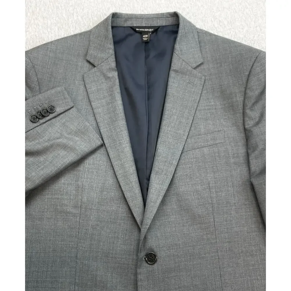 Banana Republic Blazer Mens 42R Hopsack Marzotto Wool‎ Blend Stretch Slim Fit